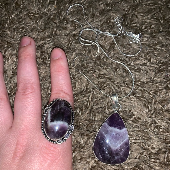 Purple Amethyst Lace Ring & Necklace Set - Picture 1 of 8